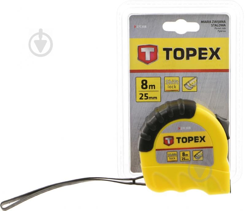 Рулетка Topex Shiftlock 27C308 8 м x 25 мм - фото 3