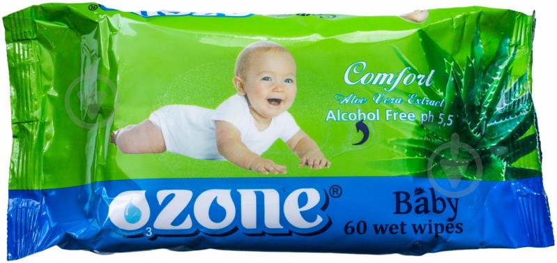 Детские влажные салфетки Ozone Baby с экстрактом Алоэ вера 60 шт. - фото 1