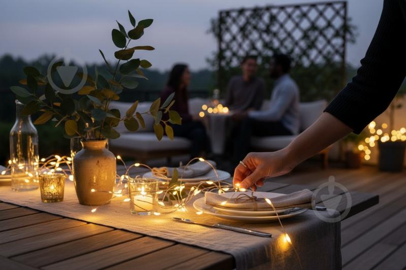 Електрогірлянда лінійна роса тепла біла світлодіодна (LED) 200 ламп 20 м (QC6005) - фото 2