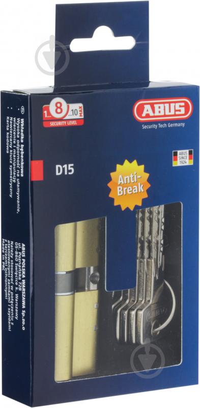 Цилиндр Abus KD15 50x50 ключ-вороток 100 мм матовая латунь - фото 3