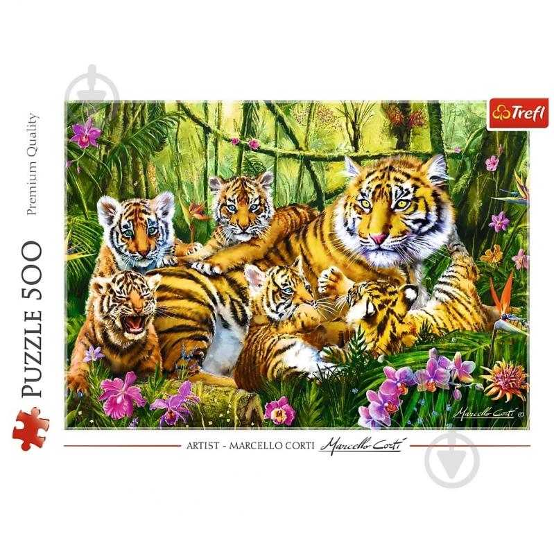 Пазлы Trefl Семья тигров 500 элементов 6282303 - фото 2