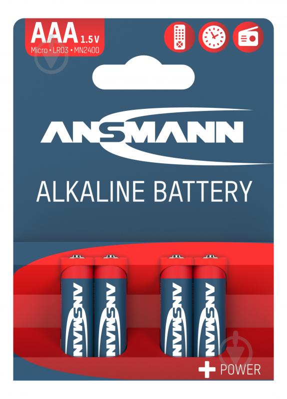 Батарейка Ansmann Alkaline 1,5 V AAA (мізинчикові) 4 шт. (5015553) - фото 1