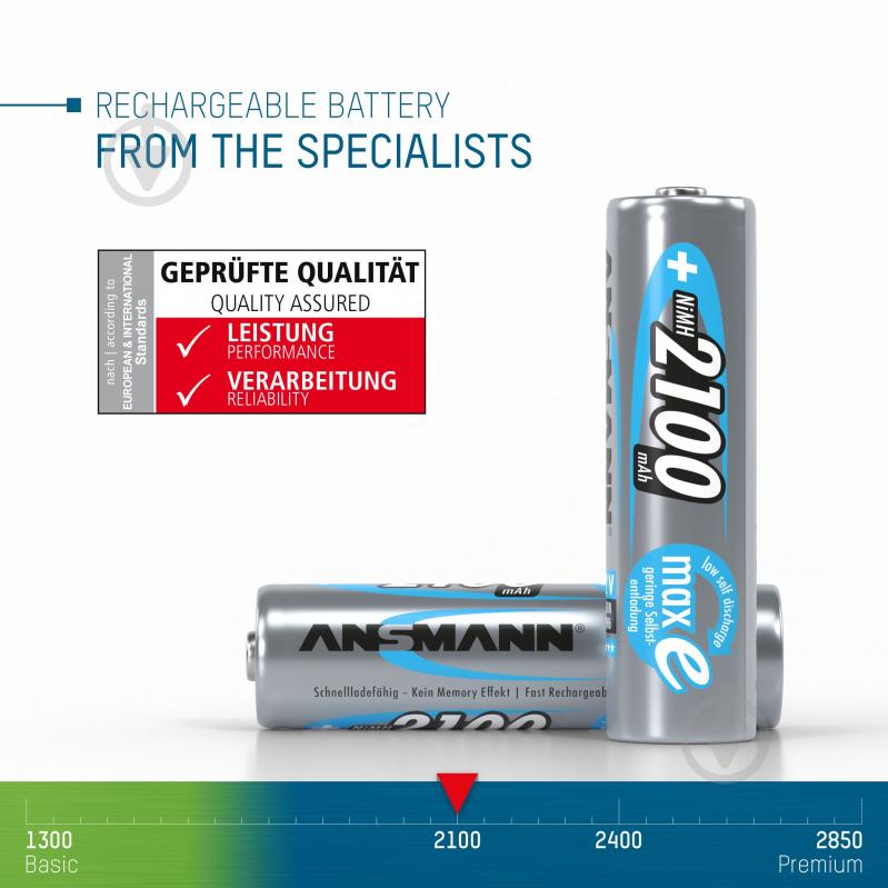 Акумулятор Ansmann 2100 mAh NiMH 1.2V maxE PREMIUM 1/2AA 4 шт. (5035052) - фото 12