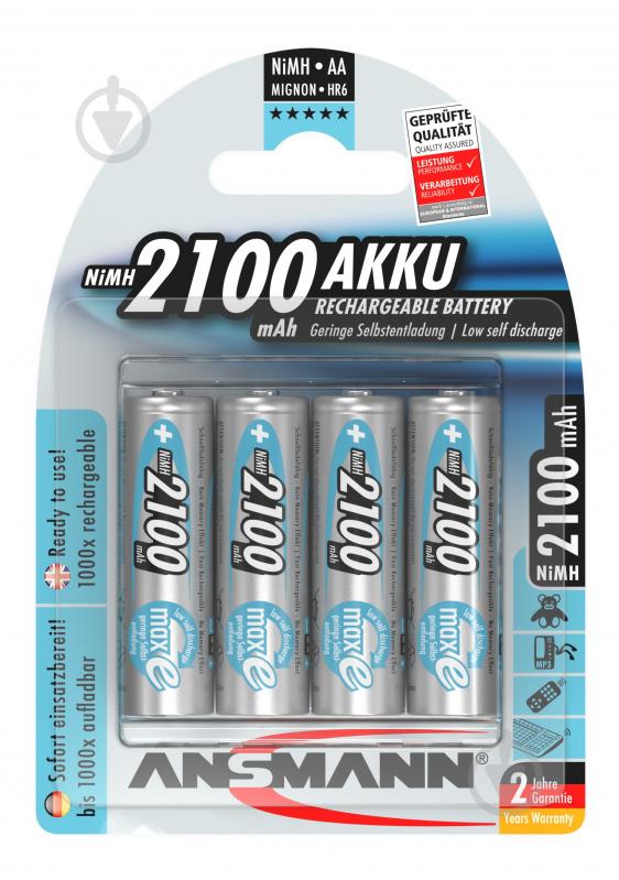 Аккумулятор Ansmann 2100 mAh NiMH 1.2V maxE PREMIUM 1/2AA 4 шт. (5035052) - фото 2