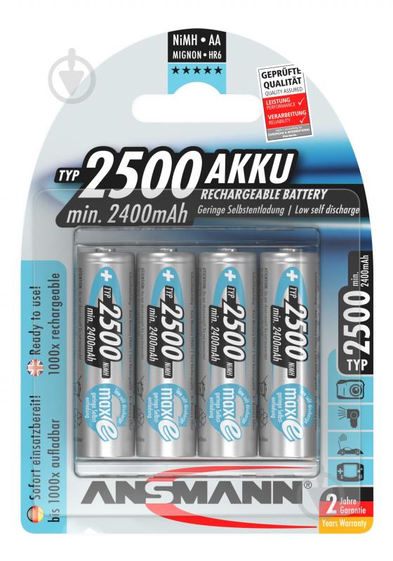 Аккумуляторы Ansmann 2500 mAh NiMH 1.2V maxE Premium 1/2AA 4 шт. (5035442) - фото 2