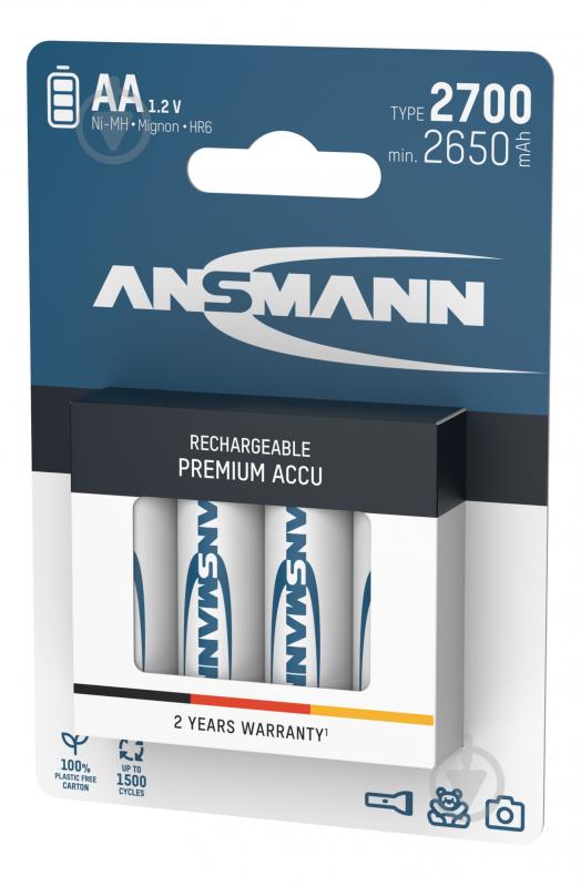 Аккумулятор Ansmann 4x2700 mAh NiMH 1.2V Premium 1/2AA 4 шт. (5030842) - фото 3