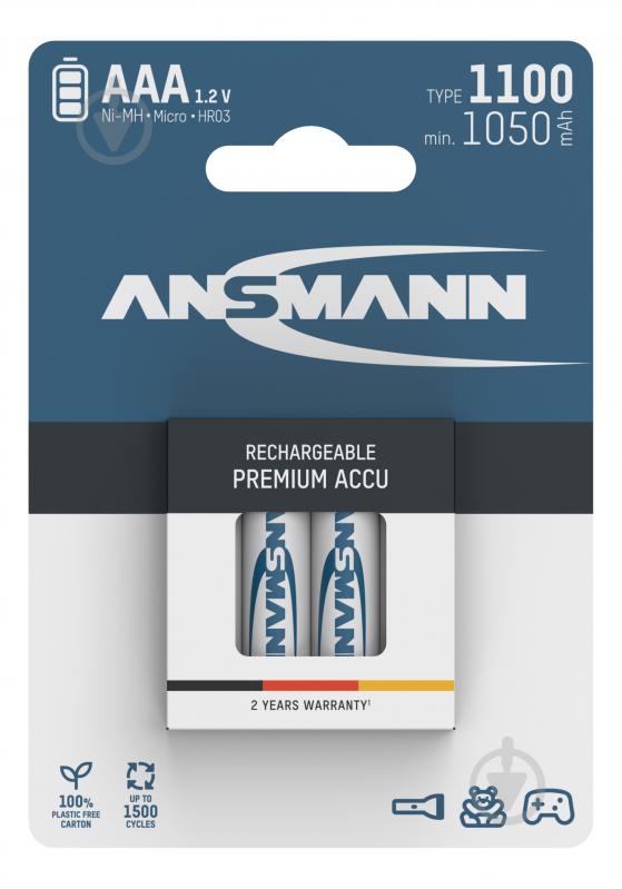 Аккумулятор Ansmann 1100 mAh NiMH 1.2V Premium AAA (мизинчиковые) 4 шт. (5035232) - фото 1