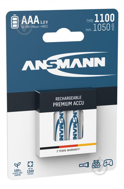 Аккумулятор Ansmann 1100 mAh NiMH 1.2V Premium AAA (мизинчиковые) 4 шт. (5035232) - фото 2