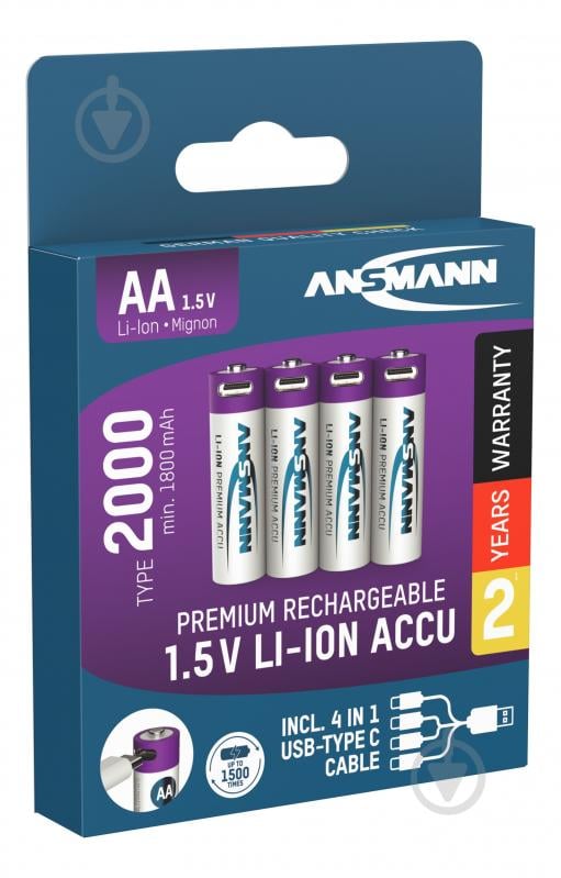 Акумулятори Ansmann AA 1,5 V 2000 mAh 1/2AA 4 шт. (1312-0036) - фото 8