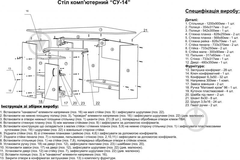 Стіл комп'ютерний Компаніт СУ-14 венге - фото 4