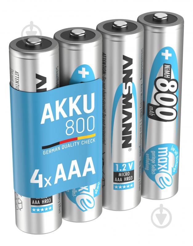 Акумулятор Ansmann 4x800 mAh NiMH 1.2V maxE Premium AAA (мізинчикові) 4 шт. (5035042) - фото 1