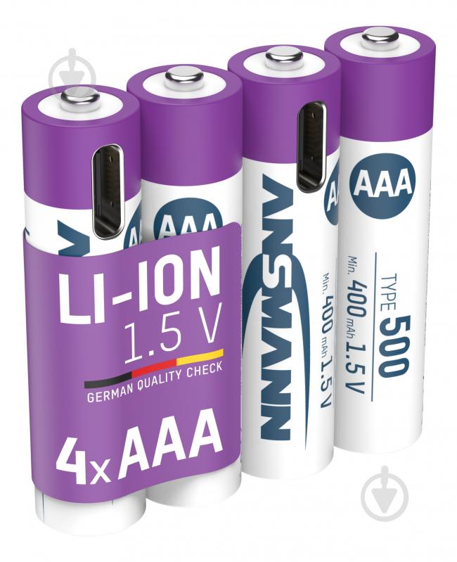 Акумулятори Ansmann 1,5 V 500 mAh AAA (мізинчикові) 4 шт. (1311-0028) - фото 1