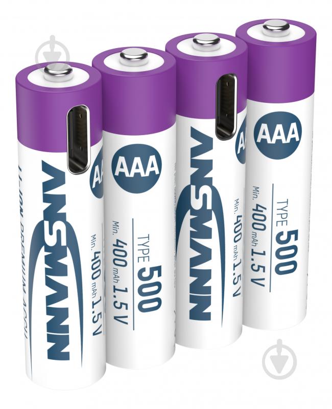 Аккумуляторы Ansmann 1,5 V 500 mAh AAA (мизинчиковые) 4 шт. (1311-0028) - фото 2