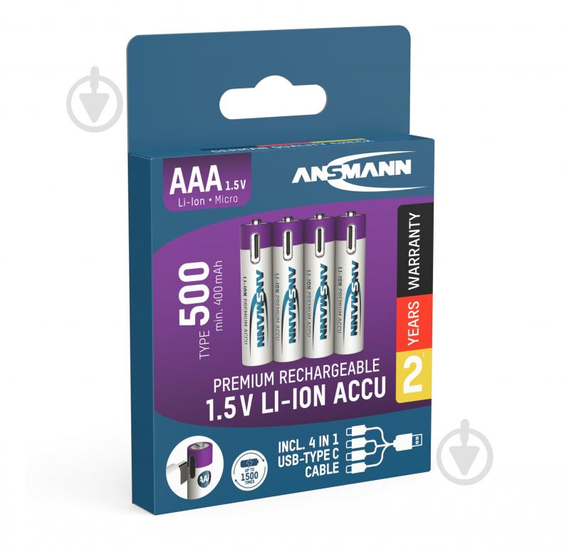 Акумулятори Ansmann 1,5 V 500 mAh AAA (мізинчикові) 4 шт. (1311-0028) - фото 7