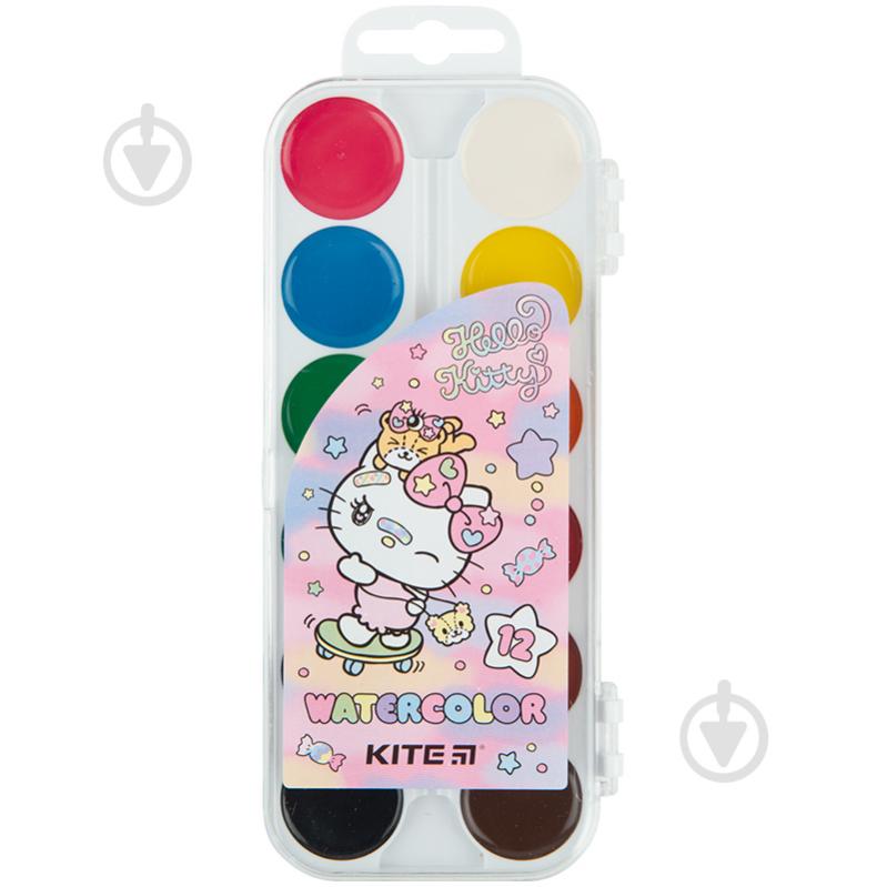 Краски акварельные медовые Hello Kitty 12 цветов HK23-061 KITE - фото 1