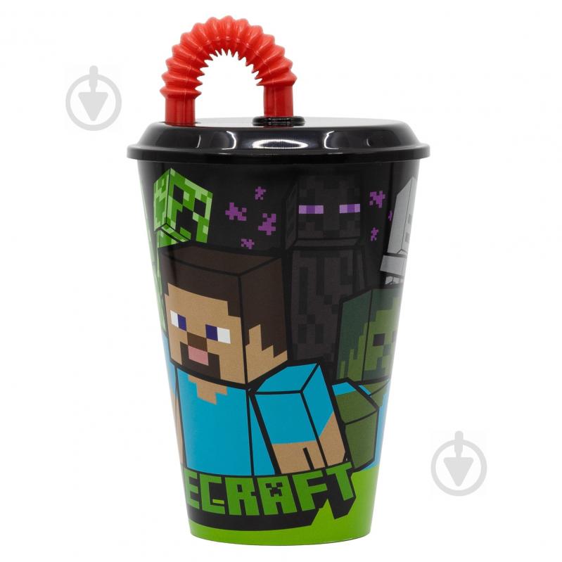 Стакан с трубочкой STOR Minecraft Easy Sport Tumbler 430 мл Stor-40430 multicolorс рисунком - фото 1