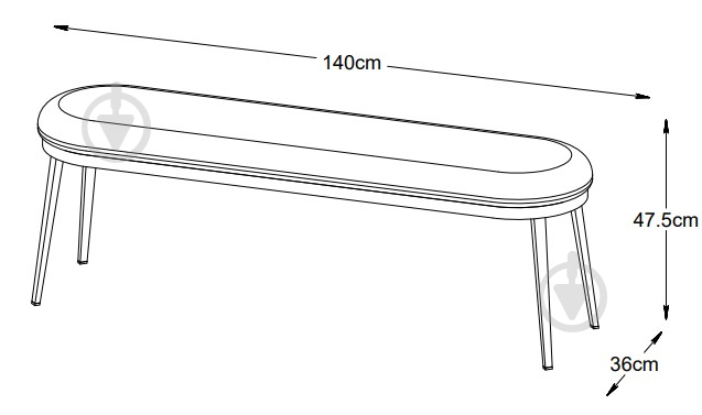 Лавка Unique Furniture GAIN 360x480x1400 мм тауп / чорний - фото 4