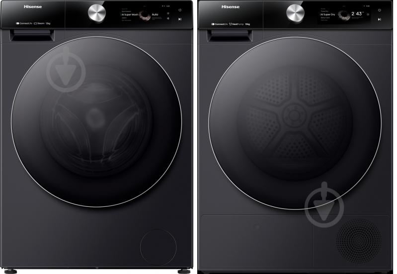 Стиральная машина Hisense WF7S1247BB + сушильная машина DH7S107BB - фото 1 Стиральная машина Hisense WF7S1247BB + сушильная машина DH7S107BB - фото 1