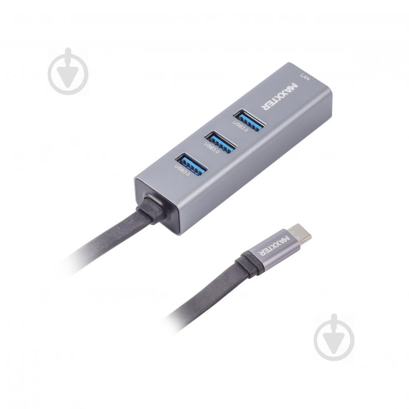 Адаптер Maxxter с Type-C на Gigabit Ethernet 3 Ports USB 3.0 - фото 2