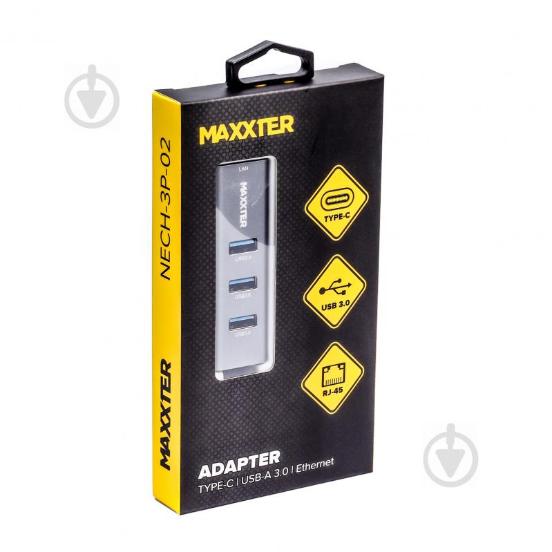 Адаптер Maxxter с Type-C на Gigabit Ethernet 3 Ports USB 3.0 - фото 3