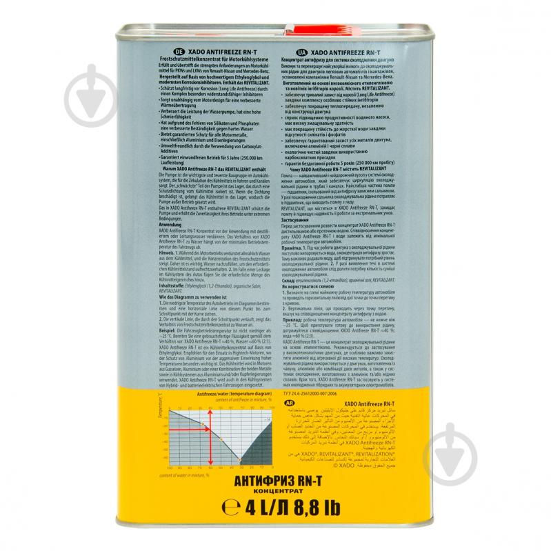 Антифриз XADO RN-T от -40 до +110 концентрат 4 л (ХА 50314) - фото 2