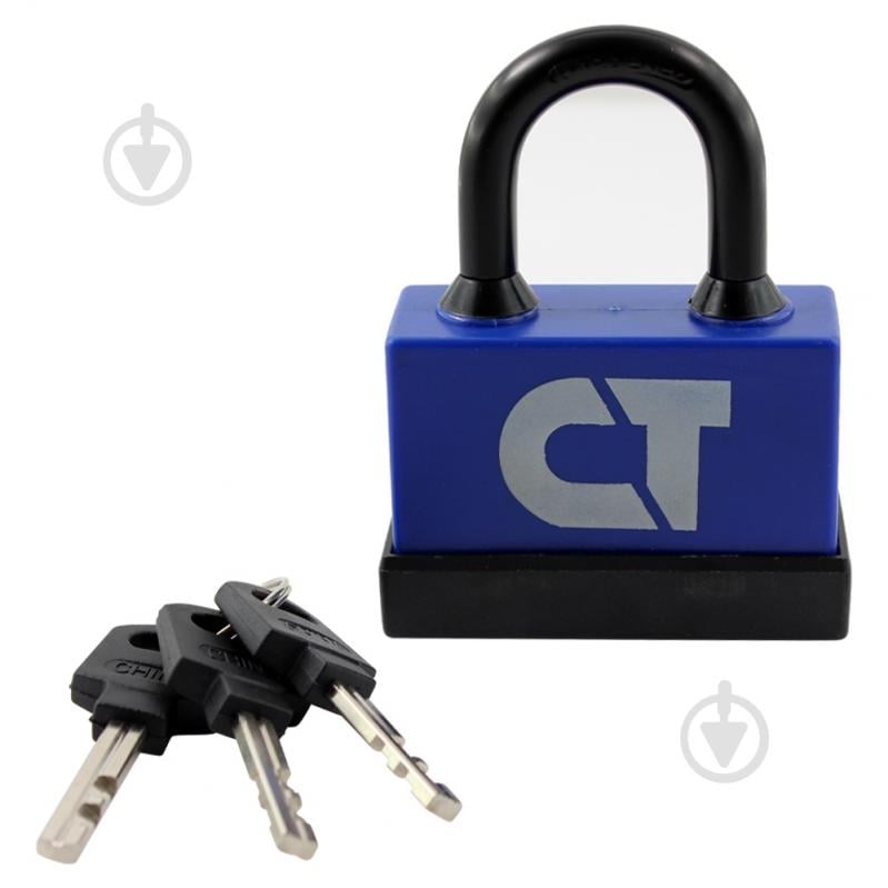 Замок навесной Comit 65 мм синий/черный 71070 открытый (амбарный) - фото 1 Замок навесной Comit 65 мм синий/черный 71070 открытый (амбарный) - фото 1
