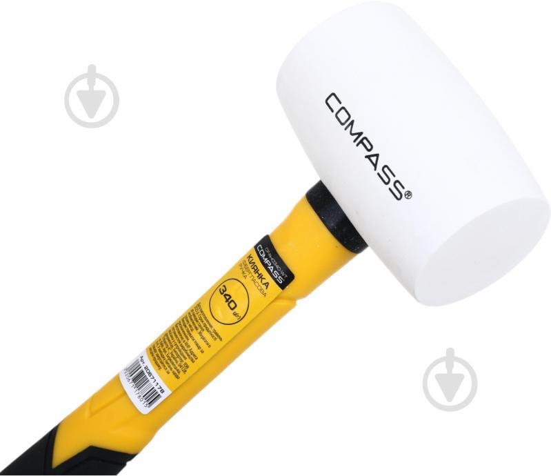 Киянка Compass 340 г біла гума фібергласова ручка CP-RH0340-WT - фото 5