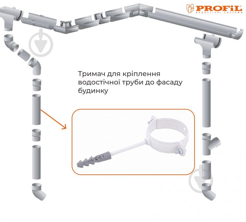 Хомут крепления трубы PROFiL 130 L100 белый - фото 2