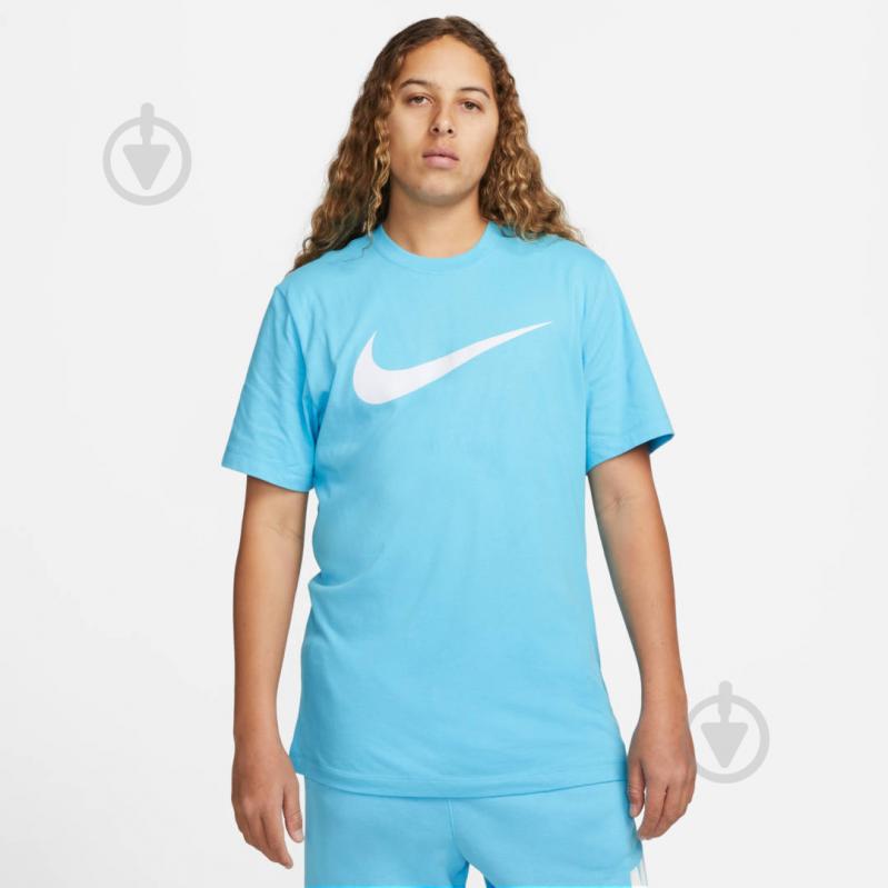 Футболка Nike M NSW TEE ICON SWOOSH DC5094-442 р.XL голубой - фото 1