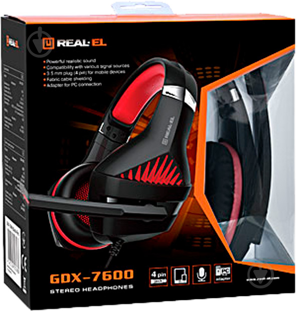 Навушники Real-el GDX-7600 black/red - фото 8