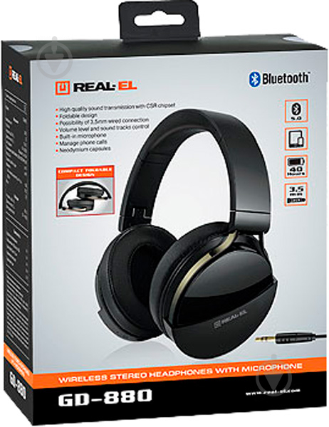 Навушники Real-el GD-880 Bluetooth black - фото 17