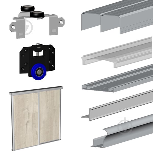 Комплект фурнитуры для шкафа купе на 2 двери