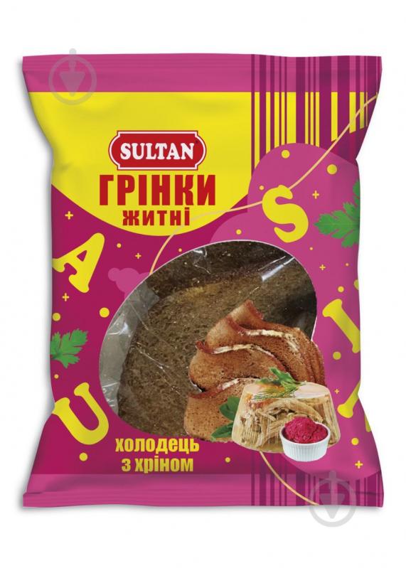 Гренки SULTAN ржаные со вкусом студень с хреном 80 г. - фото 1