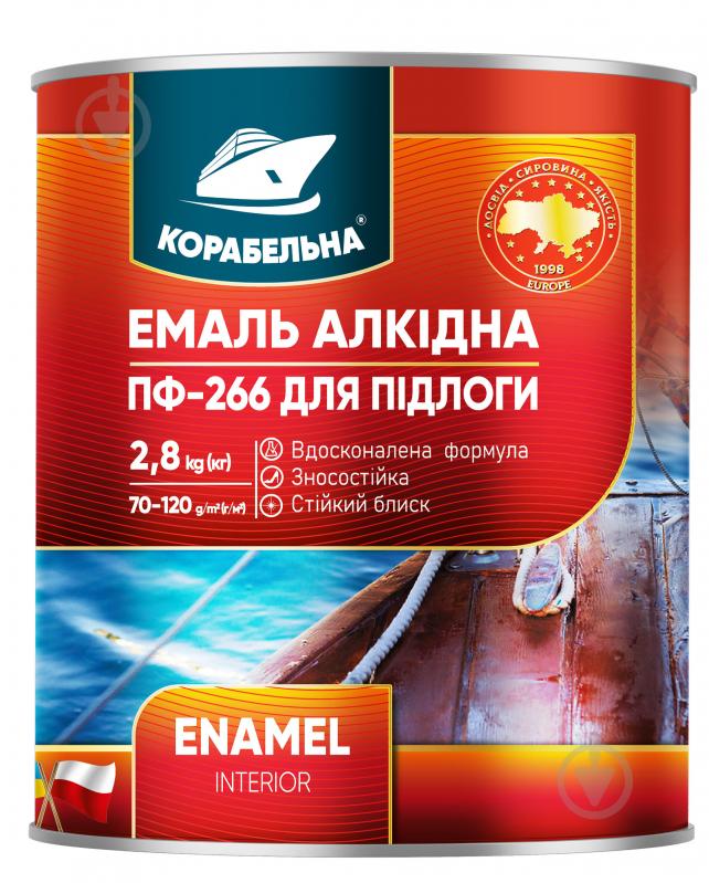 Емаль КОРАБЕЛЬНА алкідна для підлоги ПФ-266 жовто-коричневий глянець 0,9 кг - фото 1