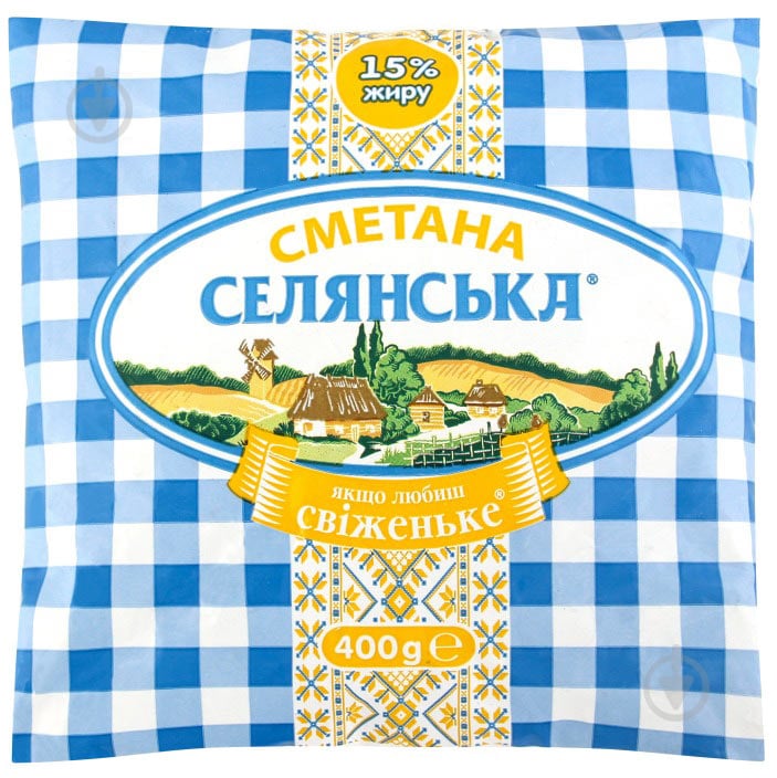 Сметана ТМ Селянська 15% 400 г - фото 1