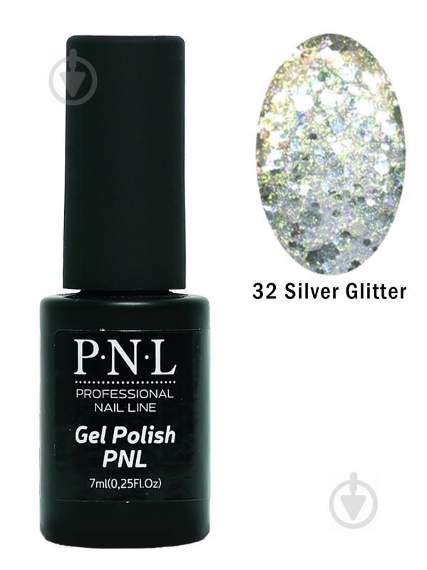 Гель-лак для нігтів P.N.L 032 Silver Glitter 7 мл - фото 1