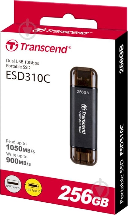 SSD-накопитель Transcend USB 10Gbps Type C/A 256GB Portable USB 3.2 3D NAND (TS256GESD310C) - фото 4