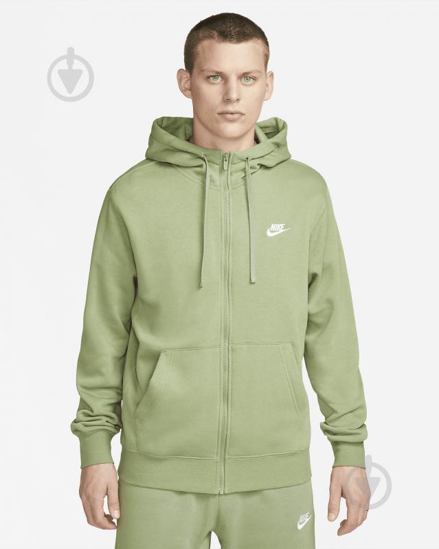 Джемпер Nike M NSW CLUB HOODIE FZ BB BV2645-386 р. S зелений - фото 1