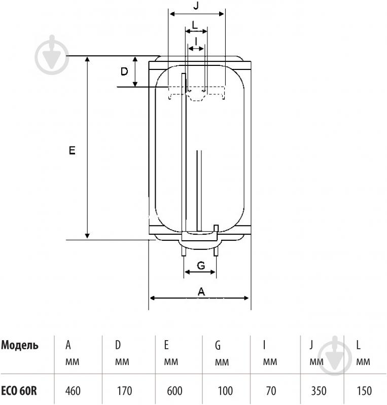 УЦЕНКА! Бойлер Bandini ECO 60R 60 л. двойная изоляция 2,0 кВт 600 x 460 мм - фото 7