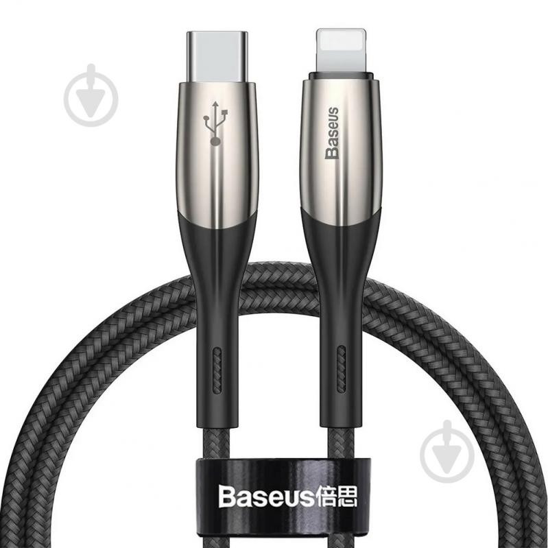 Кабель BASEUS Horizontal Type-C to Lightning 1 м черный (CATLSP-01) - фото 1 Кабель BASEUS Horizontal Type-C to Lightning 1 м черный (CATLSP-01) - фото 1