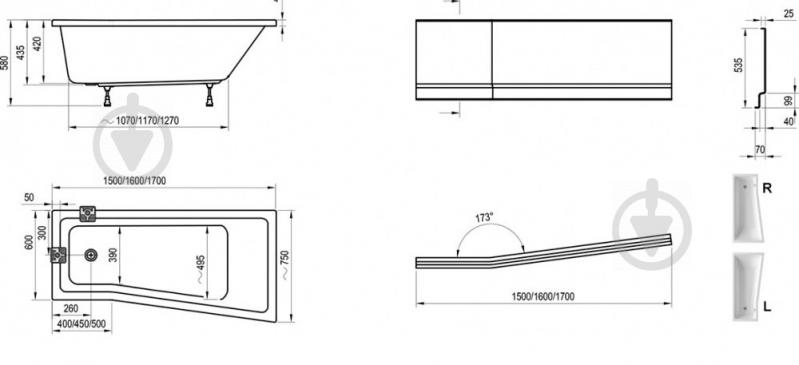 Ванна акриловая Ravak 170х75 см L - фото 3