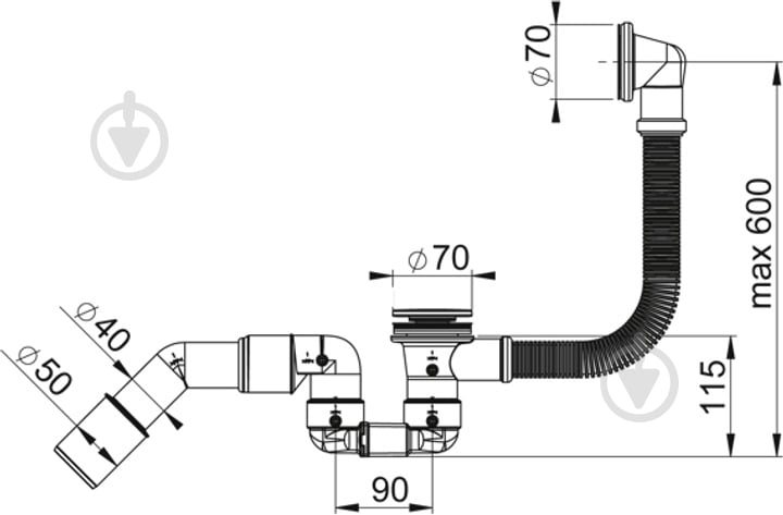 Сифон для ванни Prevex Bathloc BBL-C5R45-003 - фото 2