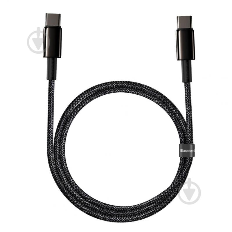 Кабель BASEUS Tungsten Gold Fast Charging Data Cable Type-C to Type-C 100W 1 м черный (CATWJ-01) - фото 2 Кабель BASEUS Tungsten Gold Fast Charging Data Cable Type-C to Type-C 100W 1 м черный (CATWJ-01) - фото 2