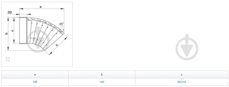 Универсальный угловой соединитель 3°- 48° Вентс Пластивент 110x55 52510 - фото 3