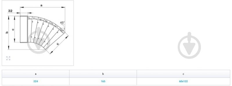 Универсальный угловой соединитель 3°- 48° Вентс Пластивент 204x60 82810 - фото 3