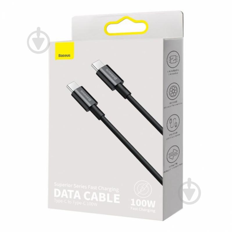 Кабель BASEUS Superior Series Fast Charging Data Cable Type-C to Type-C 100W 2 м черный (CATYS-C01) - фото 5