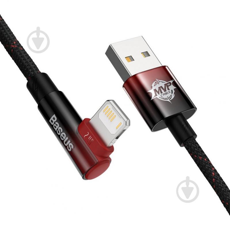 Кабель BASEUS MVP 2 Elbow-shaped Fast Charging Data Cable USB to iP 2.4A 1 м black/red (CAVP000020) - фото 3 Кабель BASEUS MVP 2 Elbow-shaped Fast Charging Data Cable USB to iP 2.4A 1 м black/red (CAVP000020) - фото 3