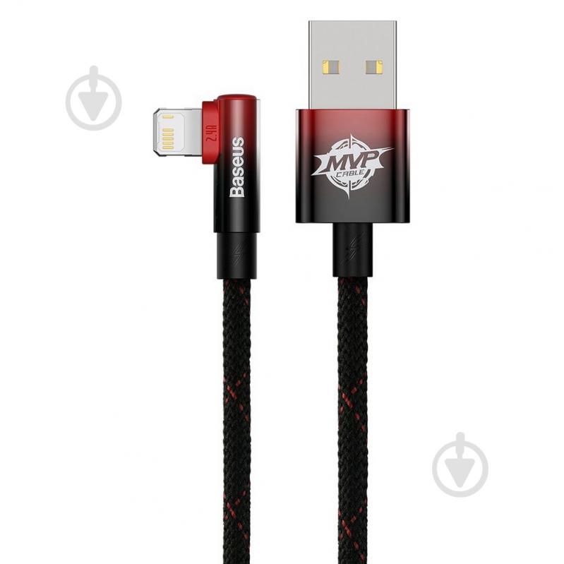 Кабель BASEUS MVP 2 Elbow-shaped Fast Charging Data Cable USB to iP 2.4A 1 м black/red (CAVP000020) - фото 2 Кабель BASEUS MVP 2 Elbow-shaped Fast Charging Data Cable USB to iP 2.4A 1 м black/red (CAVP000020) - фото 2