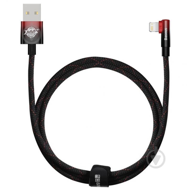 Кабель BASEUS MVP 2 Elbow-shaped Fast Charging Data Cable USB to iP 2.4A 1 м black/red (CAVP000020) - фото 1 Кабель BASEUS MVP 2 Elbow-shaped Fast Charging Data Cable USB to iP 2.4A 1 м black/red (CAVP000020) - фото 1