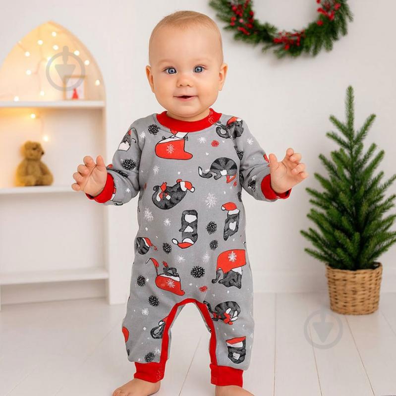 Ромпер-реглан унисекс Blanka Кошка р.62-68 серый 110892 - фото 1 Ромпер-реглан унисекс Blanka Кошка р.62-68 серый 110892 - фото 1